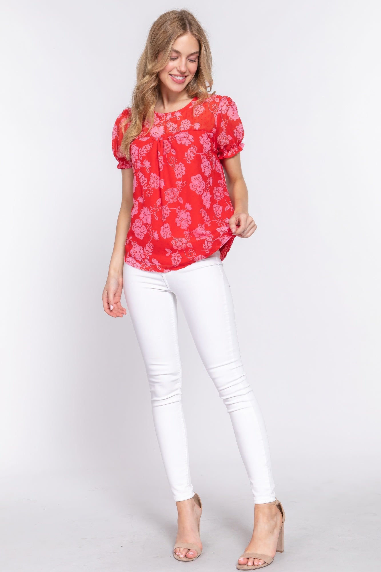 Blusa corta con lunares y clip con estampado Slv