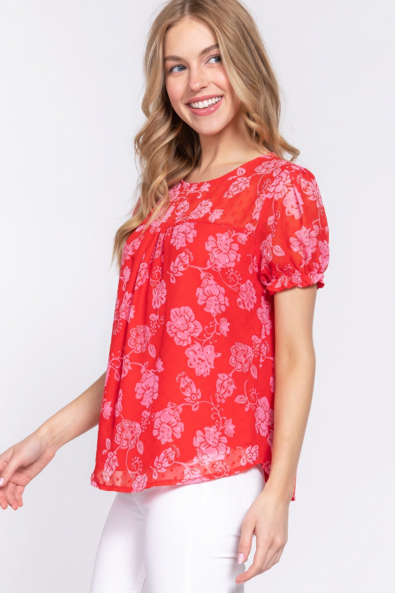 Blusa corta con lunares y clip con estampado Slv