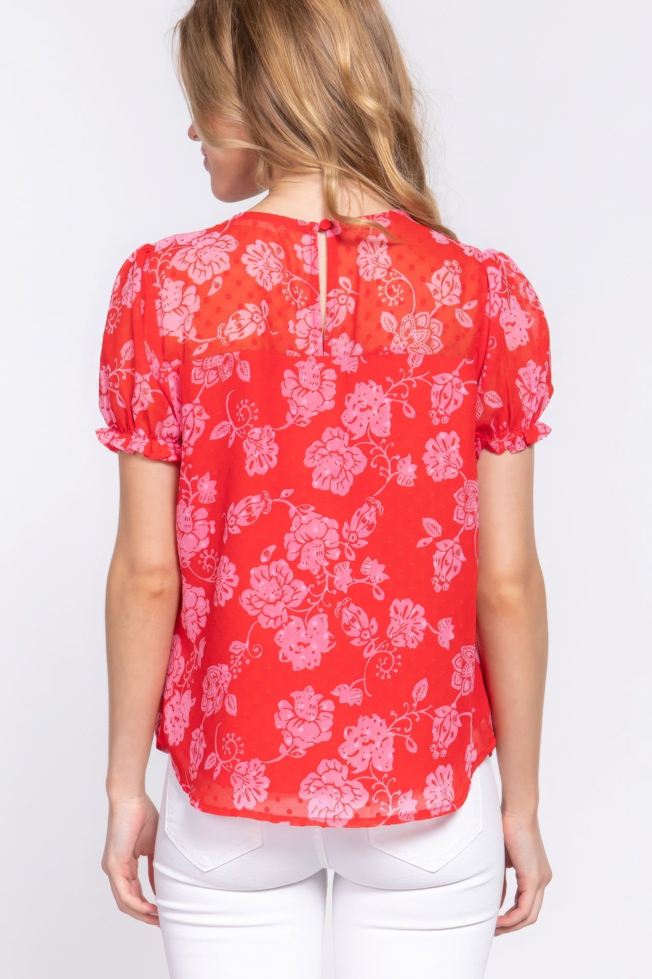 Blusa corta con lunares y clip con estampado Slv