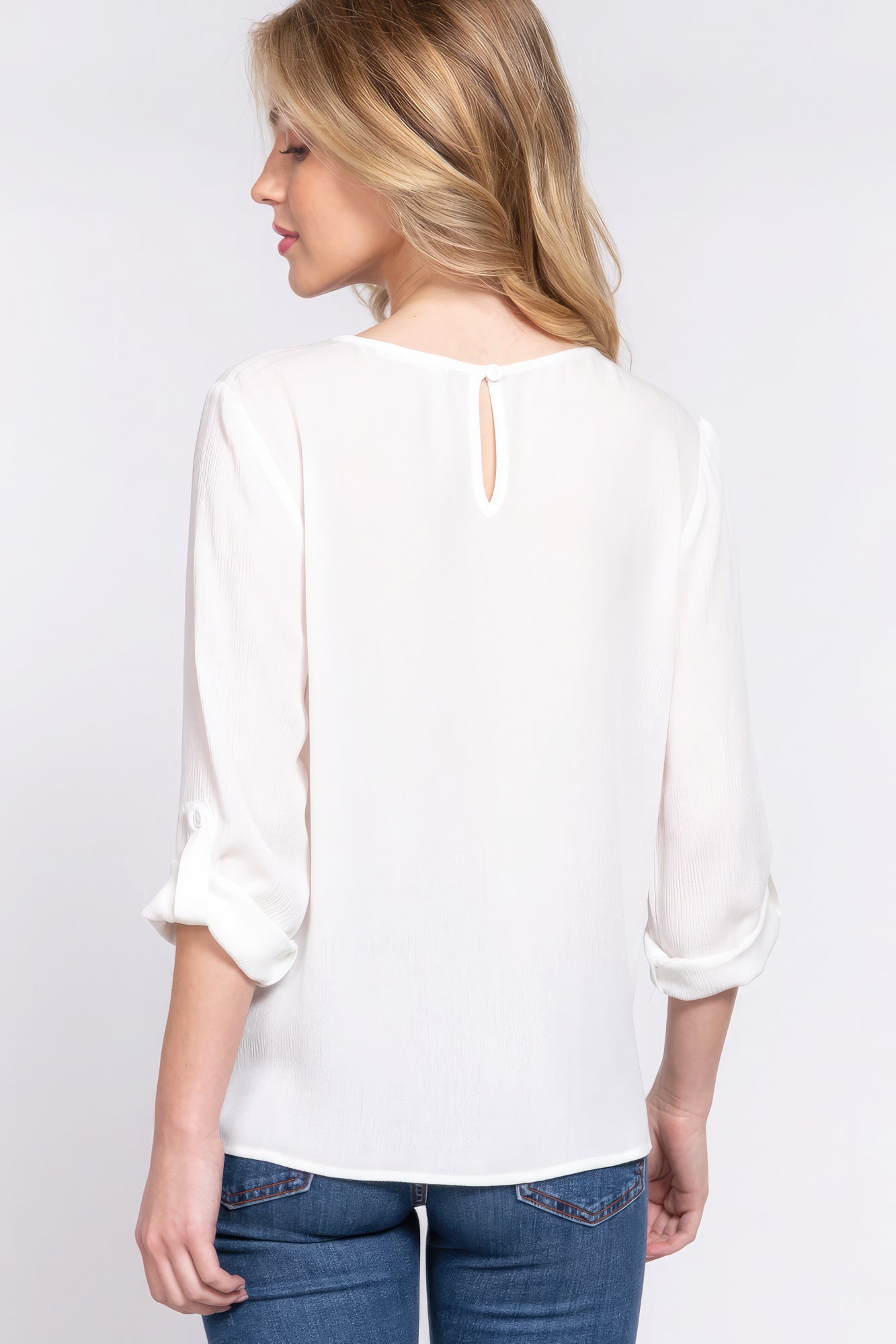 Blusa plisada 3/4 enrollable Slv