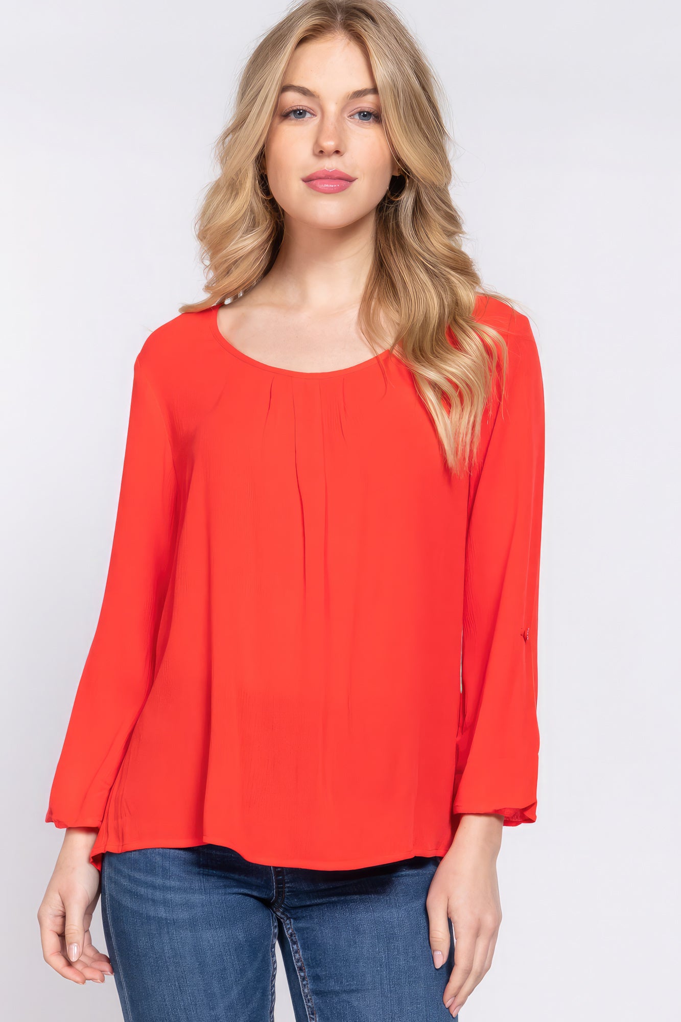 Blusa plisada 3/4 enrollable Slv