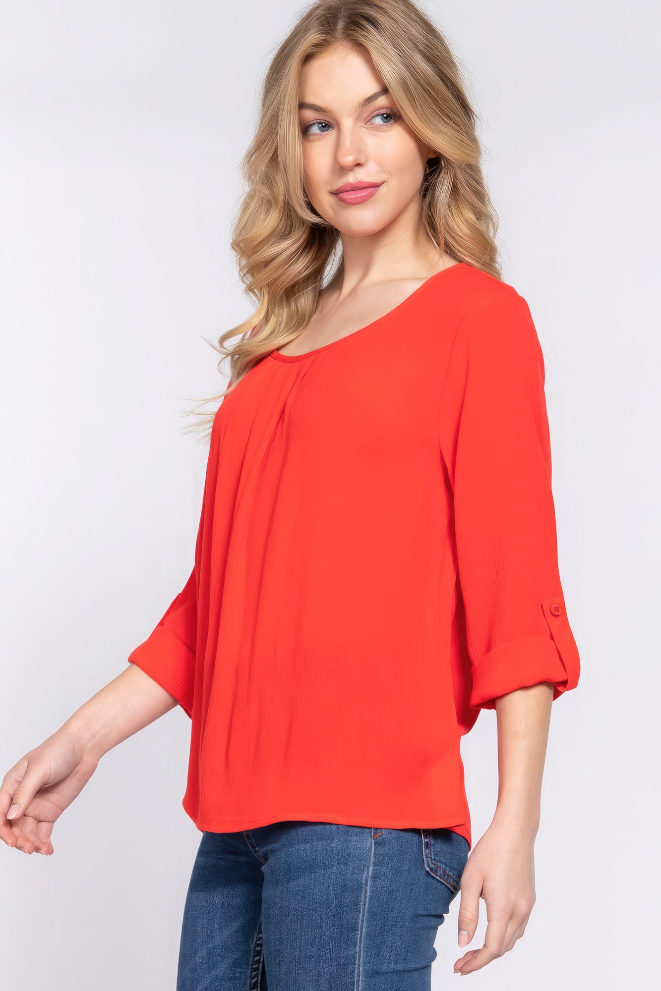 Blusa plisada 3/4 enrollable Slv