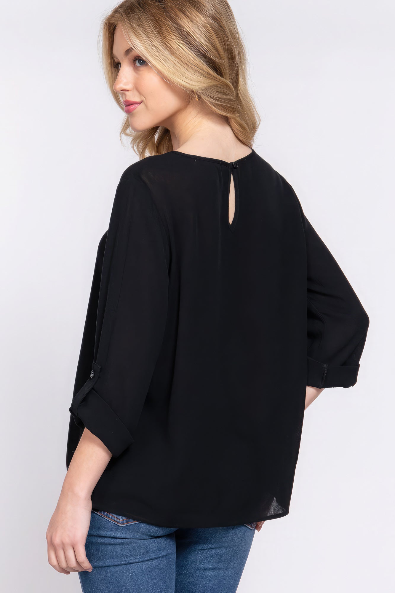 Blusa plisada 3/4 enrollable Slv