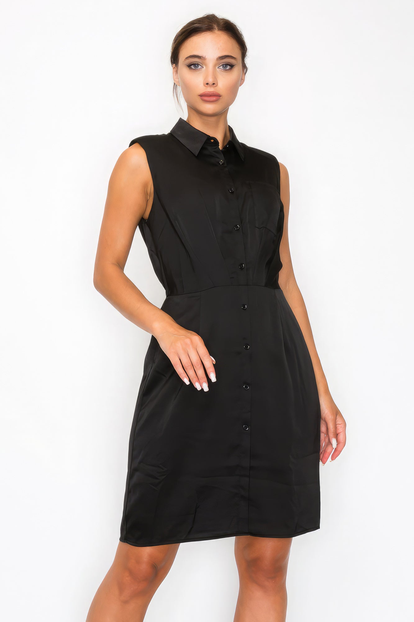 Button-down Pleated Shirt Dress