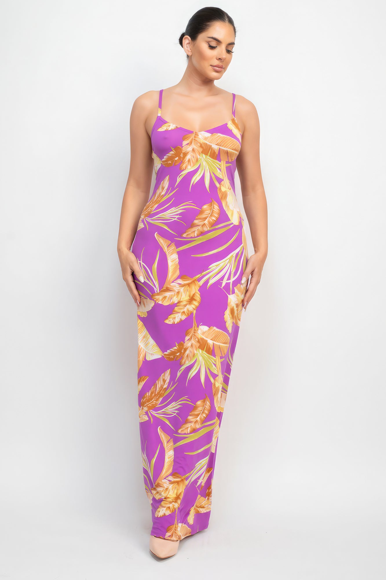 Scoop Tropical Print Maxi Dress