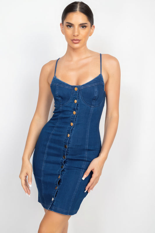 Vestido denim con botones delanteros