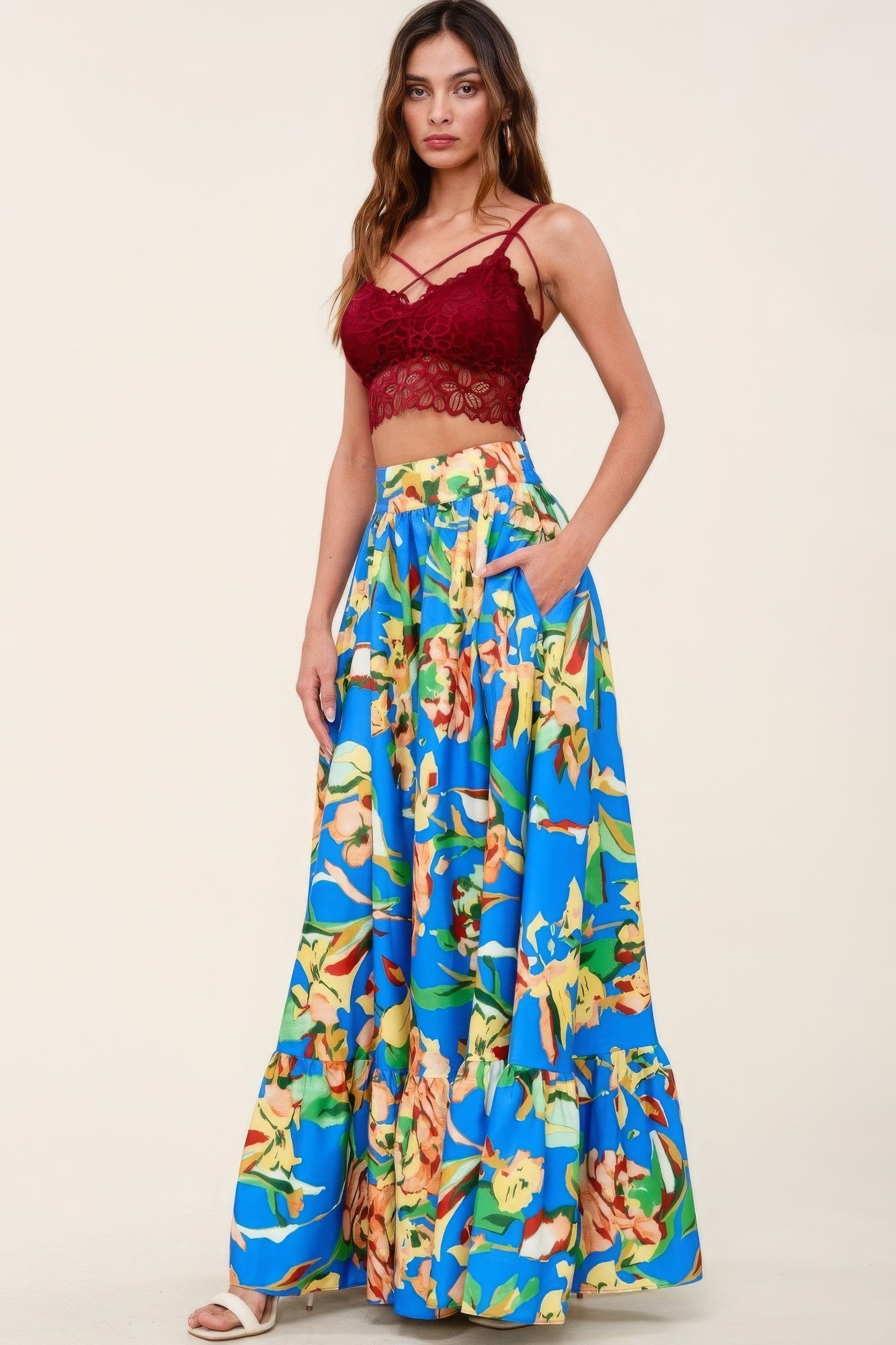 Printed Maxi Skirt With Pockets