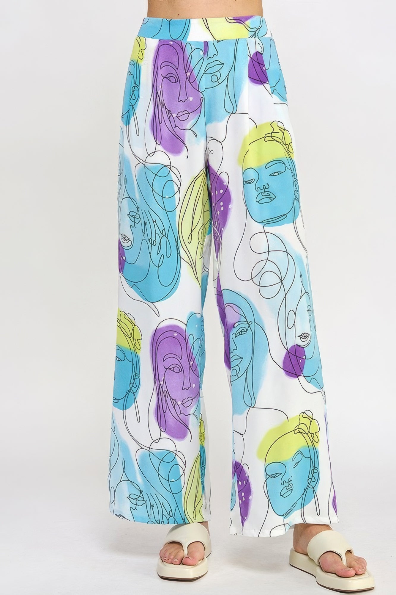 Pantalón ancho estampado con espalda elástica