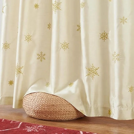Juego de 2 paneles de decoración navideña bordada en dorado claro de 84 pulgadas de largo