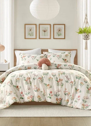 Juego de edredón DB de 4 piezas, estilo floral simple y liso, para uso en el hogar, bodas y hospitales. Disponible en tamaños Full/Queen, Super King y estampado.