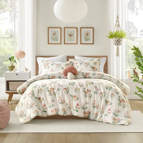 DB 4 Pcs Simple Floral Solid Style Comforter Set for Home Wedding Hospital Use Available Sizes Full/Queen Super King Printed