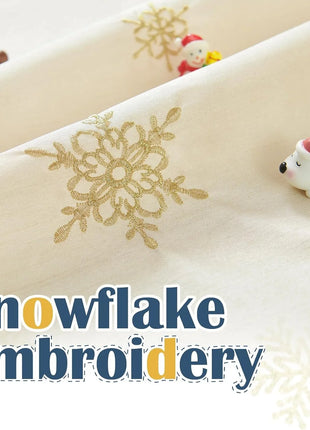 84-inch Long Light Gold Christmas Embroidered Holiday Decor 2 Panels Set