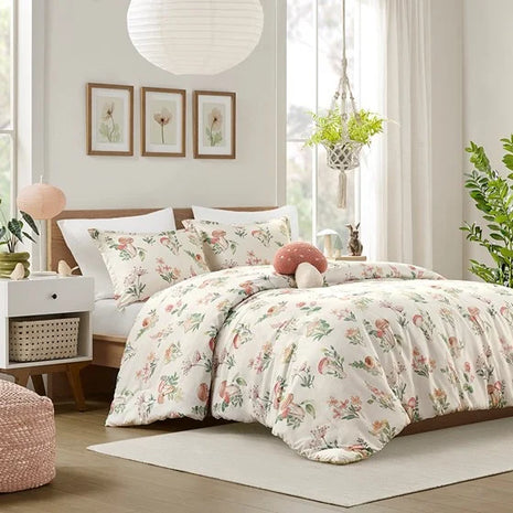 DB 4 Pcs Simple Floral Solid Style Comforter Set for Home Wedding Hospital Use Available Sizes Full/Queen Super King Printed