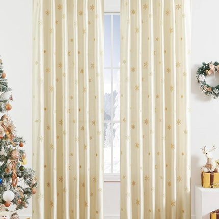 Juego de 2 paneles de decoración navideña bordada en dorado claro de 84 pulgadas de largo