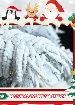 5/6/7/FT Pre Lit Flocked Spruce Christmas Tree - 1000-1500 LED Lights