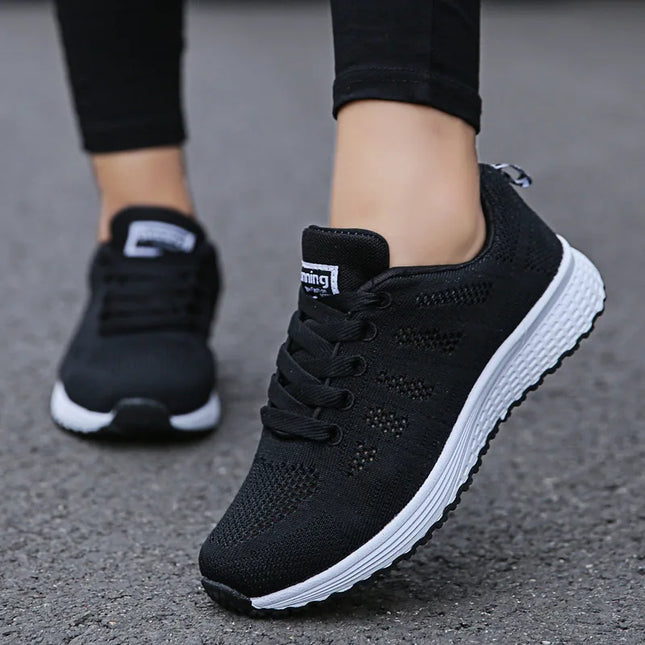 Zapatos casuales de mujer, zapatos planos de malla transpirables a la moda para caminar, zapatillas de deporte para mujer, zapatos de gimnasio, calzado femenino