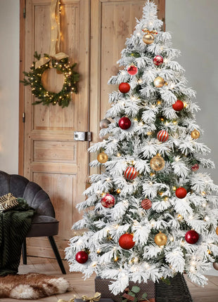 5/6/7/FT Pre Lit Flocked Spruce Christmas Tree - 1000-1500 LED Lights