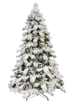 5/6/7/FT Pre Lit Flocked Spruce Christmas Tree - 1000-1500 LED Lights