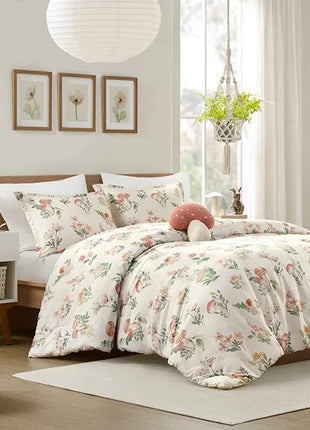 Juego de edredón DB de 4 piezas, estilo floral simple y liso, para uso en el hogar, bodas y hospitales. Disponible en tamaños Full/Queen, Super King y estampado.