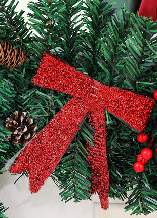 9FT Christmas Garland Pine Cone Bow Decorative Holiday Decoration