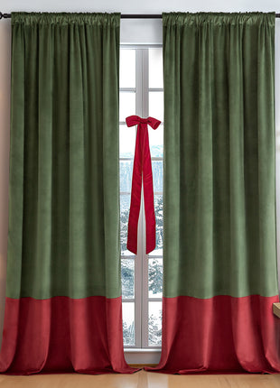 Christmas Curtain - Shading Vintage Finished Velvet Stitching Curtain