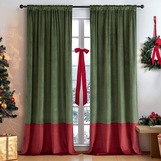 Christmas Curtain - Shading Vintage Finished Velvet Stitching Curtain
