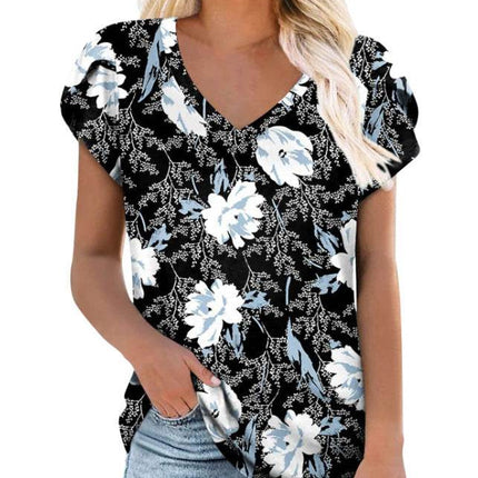 Milk Silk Abstract Printed V-neck - MimiStylez