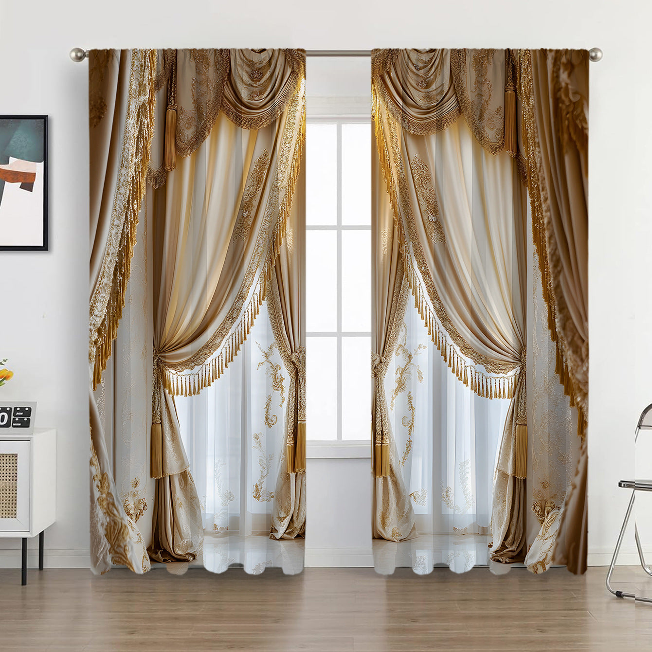 2PCS European Curtain Curtain Christmas Series Curtain Factory 3D Digital Printing Cross-border Amazon Curtain