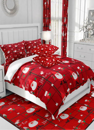 Cross-Border Red Christmas Duvet Cover Cute Santa Claus Deer And Other Animal Bedding Factory Direct Sales