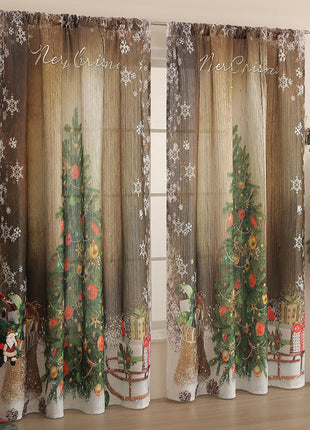 1PC Christmas Curtain Printed Shading Cloth Beautifying Curtain
