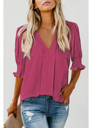V-neck Half Sleeve Shirt For Women - MimiStylez