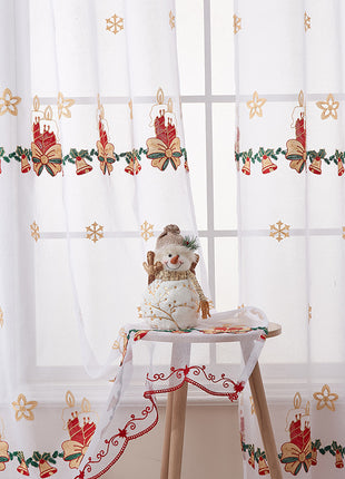 1PC Christmas Curtain Christmas Snowflake Embroidery
