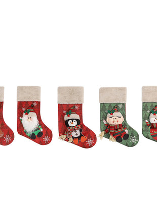 Christmas Socks Gift Bag Christmas Tree Hanging Ornaments Candy Bag