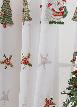 1PC Christmas Curtain Christmas Tree Embroidery