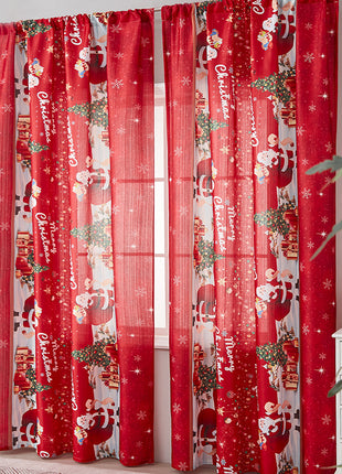 1PC Christmas Curtain Printed Shading Cloth Beautifying Curtain