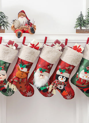 Christmas Socks Gift Bag Christmas Tree Hanging Ornaments Candy Bag