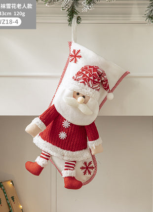Christmas Pendant Christmas Tree Ornament Red Fabric Santa Claus Cartoon Christmas Stocking Decoration Party Gift Bag
