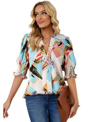 V-neck Half Sleeve Shirt For Women - MimiStylez