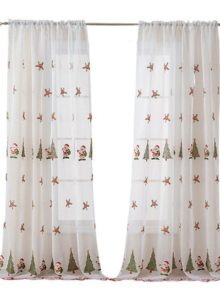 1PC Christmas Curtain Christmas Tree Embroidery