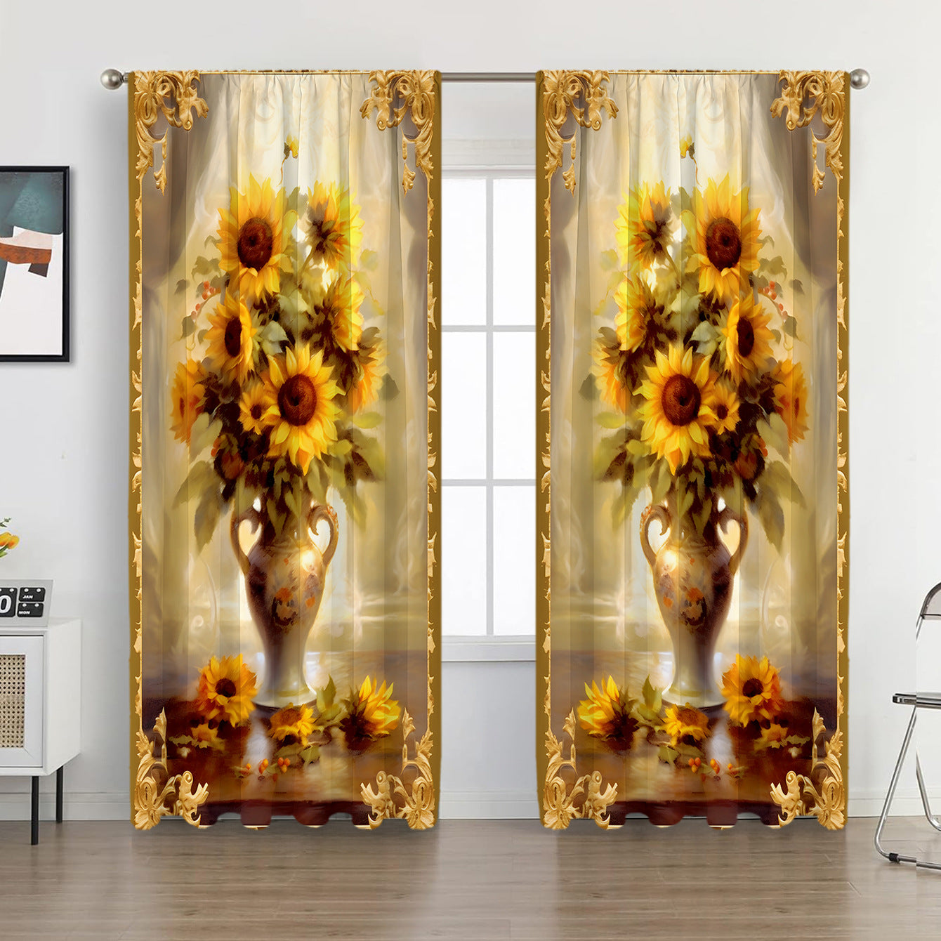 2PCS European Curtain Curtain Christmas Series Curtain Factory 3D Digital Printing Cross-border Amazon Curtain