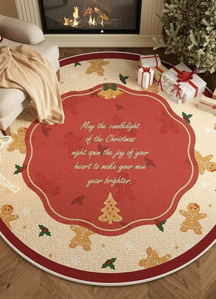 Christmas Round Carpet Living Room Atmosphere Red Decoration Festive Christmas Tree Bedroom Festive Decorations