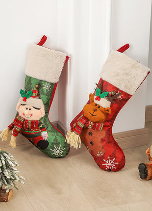 Christmas Socks Gift Bag Christmas Tree Hanging Ornaments Candy Bag