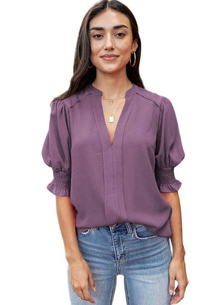 V-neck Half Sleeve Shirt For Women - MimiStylez