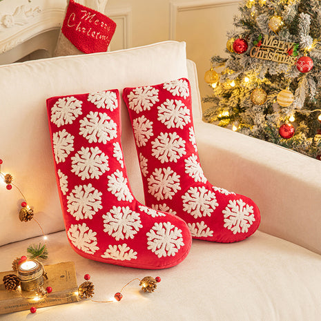 New Creative Christmas Socks Pillow American Living Room Sofa Decorative Pillow Christmas Tree Snowflake Cute Plush Cushion