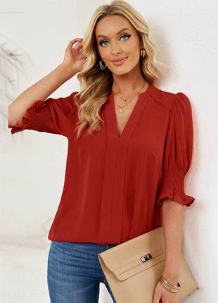 V-neck Half Sleeve Shirt For Women - MimiStylez
