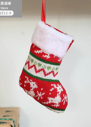 Christmas Pendant Christmas Tree Ornament Red Fabric Santa Claus Cartoon Christmas Stocking Decoration Party Gift Bag