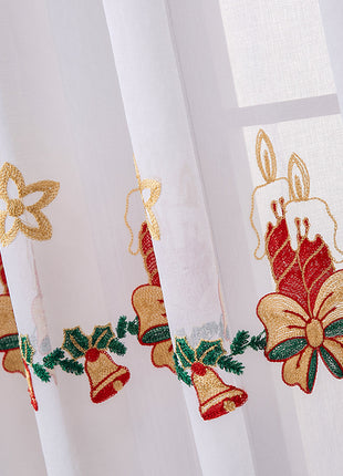 1PC Christmas Curtain Christmas Snowflake Embroidery