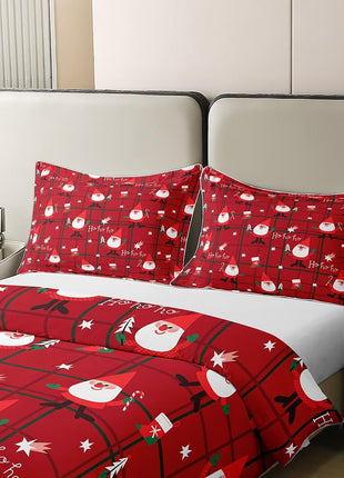 Cross-Border Red Christmas Duvet Cover Cute Santa Claus Deer And Other Animal Bedding Factory Direct Sales