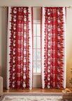 Red Christmas Snowman Curtain
