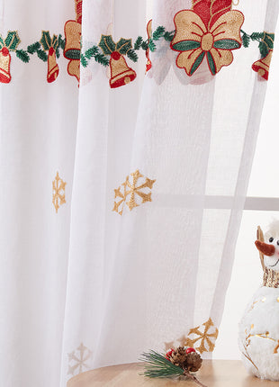 1PC Christmas Curtain Christmas Snowflake Embroidery